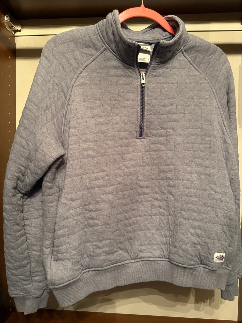 The North Face Women’s Quilted Half-Zip Sweater in Light Gray